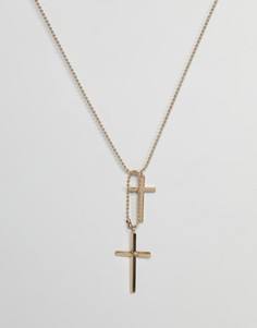 Золотистое ожерелье с двумя крестами ALDO - Золотой