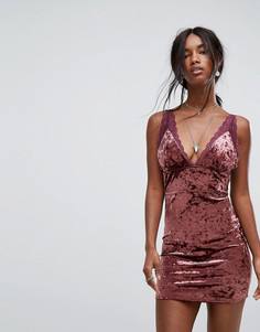 Бархатное облегающее платье Free People Viper - Красный