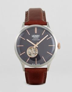Часы с коричневым кожаным ремешком Henry London - Коричневый