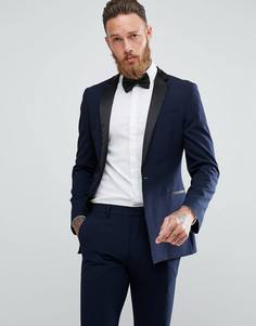Темно-синий пиджак-смокинг приталенного кроя ASOS - Темно-синий