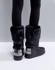 Зимние сапоги с искусственным мехом и логотипом Love Moschino - Черный