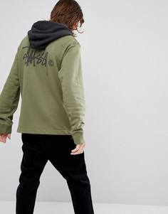 Худи с контрастным капюшоном и логотипом на спине Stussy - Зеленый