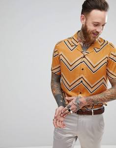 Рубашка классического кроя в шевронную полоску ASOS - Желтый