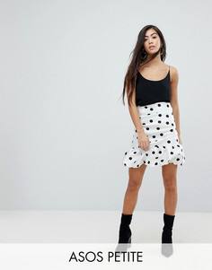 Мини-юбка в горошек с завышенной талией ASOS PETITE - Белый