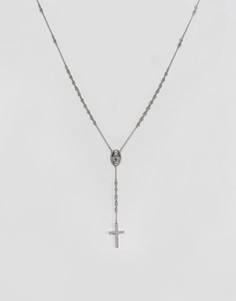 Серебристое ожерелье с подвеской-крестом Mister - Серебряный