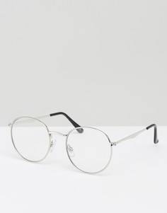 Серебристые круглые очки с прозрачными стеклами Jeepers Peepers - Серебряный