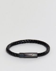 Черный кожаный браслет Vitaly Okafo - Черный