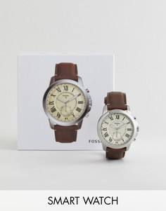 Гибридные смарт-часы с коричневым кожаным ремешком Fossil Q FTW1118 Grant - Коричневый