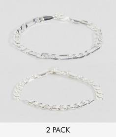 Набор из 2 серебристых браслетов Chained & Able Royal - Серебряный