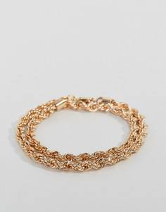 Золотой браслет из двойной витой цепочки Chained & Able - Золотой