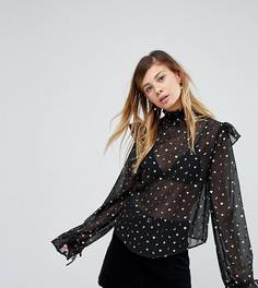 Блузка с принтом и пышными рукавами Monki - Черный