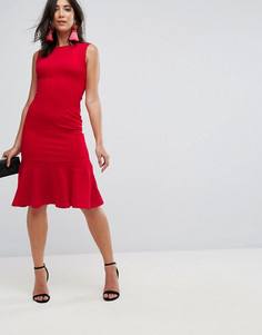 Платье миди с оборкой на подоле AX Paris - Красный