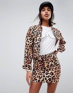 Джинсовая куртка с леопардовым принтом ASOS - Мульти