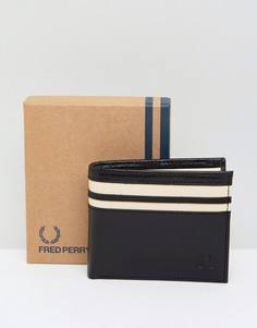 Кожаный бумажник двойного сложения с отделением для монет Fred Perry - Черный