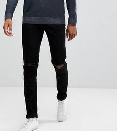Черные джинсы скинни с рваными коленями ASOS TALL - Черный