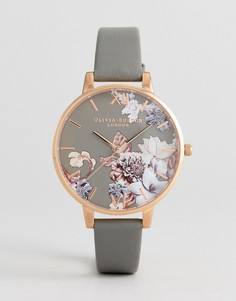 Часы с серым кожаным ремешком и мраморно-цветочным принтом Olivia Burton OB16CS08 - Серый