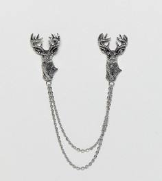 Уголки для воротника в форме оленей с цепочкой Noose & Monkey - Серебряный