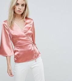 Атласная блузка с запахом Fashion Union Petite - Оранжевый