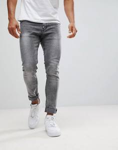 Черные супероблегающие джинсы с эффектом кислотной стирки New Look - Черный