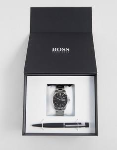 Часы из нержавеющей стали и ручка в подарочном наборе BOSS By Hugo Boss - Черный