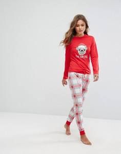 Пижама с надписью Bah Humpug Loungeable - Красный