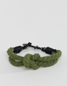 Зеленый плетеный браслет с якорем Icon Brand - Зеленый