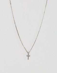 Ожерелье с подвеской-крестиком Icon Brand - Серебряный