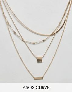 Ярусное ожерелье с цепочками ASOS CURVE - Золотой