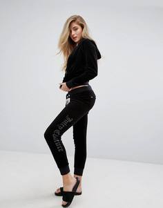 Велюровые спортивные брюки с логотипом Juicy Couture - Черный