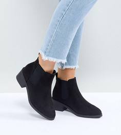 Черные ботинки челси для широкой стопы на низком каблуке New Look - Черный
