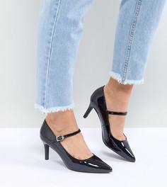 Лакированные туфли-лодочки Мэри Джейн для широкой стопы с острым носом New Look - Черный