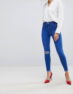 Синие джинсы с прорехами New Look - Синий