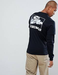 Черная двухслойная футболка с принтом на спине Vans VA36U3BKA - Черный