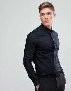 Черная облегающая рубашка Burton Menswear - Черный