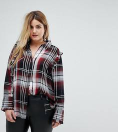 Рубашка в клетку с оборкой River Island Plus - Красный