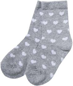 Носки для девочки Barkito, серые с рисунком «сердечки»