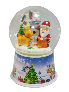 Снежный шар Новогодняя Сказка Дед мороз с оленем 10см 972482