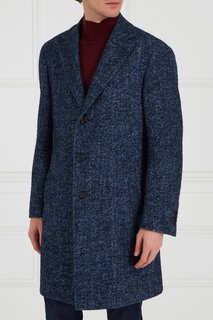 Синее шерстяное пальто Canali