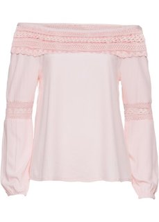 Блузка с вырезом-кармен (нежно-розовый) Bonprix