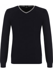 Пуловер тонкой вязки из смеси шерсти и хлопка BOSS