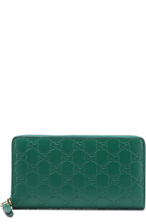 Кожаный кошелек с тиснением Signature на молнии Gucci