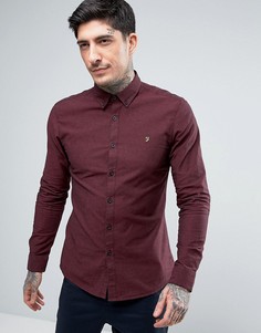 Бордовая узкая оксфордская рубашка с добавлением черных нитей Farah - Красный