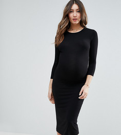 Облегающее платье миди с длинными рукавами ASOS Maternity - Черный