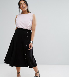Юбка миди на кнопках ASOS CURVE - Черный