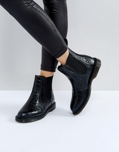 Черные ботинки челси с отделкой под кожу крокодила Dr Martens Kensington - Черный