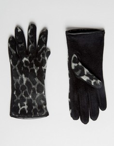 Перчатки с леопардовым принтом Boardmans - Черный
