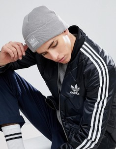 Серая шапка-бини с логотипом-трилистником adidas Originals BR2609 - Серый