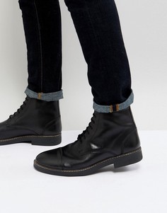 Черные блестящие ботинки в стиле милитари на шнуровке Frank Wright - Черный