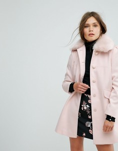 Пальто-бушлат с воротником из искусственного меха Miss Selfridge - Мульти