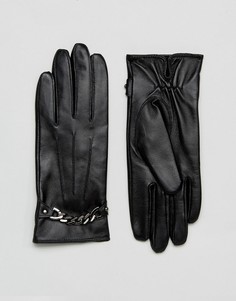 Перчатки из натуральной кожи с цепочкой Barneys - Черный Barneys Originals